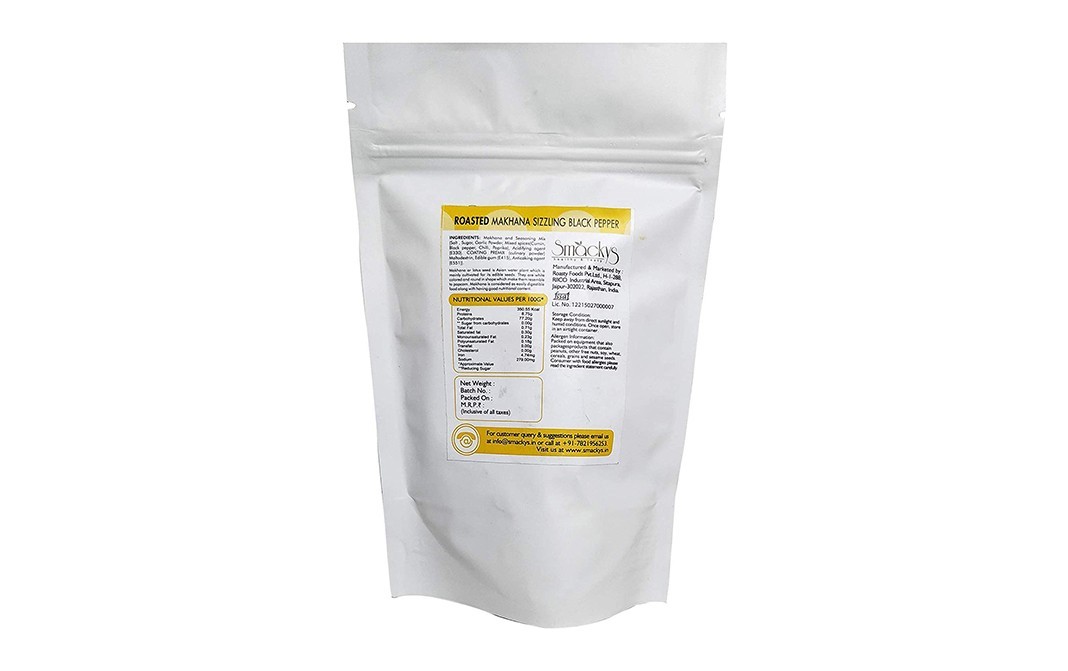 Smackys Roasted Makhana Sizzling Black Pepper   Pack  127 grams